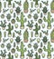 Cactus hand-drawn seamless pattern