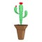 Cactus houseplant icon, cartoon style