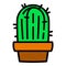 Cactus houseplant icon, outline style