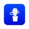 Cactus houseplants in pot icon digital blue