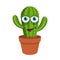 Cactus icon. Cartoon cactus in a pot. Prickly plant.