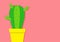 Cactus icon in flower pot. Desert prikly thorny spiny plant. Minimal flat design. Growing concept. Bright green houseplant. Pastel