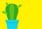 Cactus icon in flower pot. Desert prikly thorny spiny plant. Minimal flat design. Growing concept. Bright green houseplant. Pastel