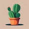 Cactus Icon, Prickly Cacti in Flower Pot, Desert Plant Flat Icon, Succulent Houseplant