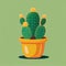 Cactus Icon, Prickly Cacti in Flower Pot, Desert Plant Flat Icon, Succulent Houseplant