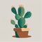 Cactus Icon, Prickly Cacti in Flower Pot, Desert Plant Flat Icon, Succulent Houseplant