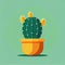 Cactus Icon, Prickly Cacti in Flower Pot, Desert Plant Flat Icon, Succulent Houseplant