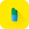 Cactus icon. Vector. Flat design with long shadow.