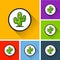 Cactus icons with long shadow