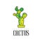 Cactus logo design, creative emblem with potted plant vector Illustration on a white background