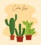 Cactus love card with succulents