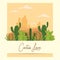 Cactus love card with succulents