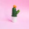 Cactus made from cucumber on pastel pink background