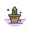 Cactus, Nature, Pot, Spring Abstract Flat Color Icon Template