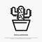 Cactus, Nature, Pot, Spring Line Icon Vector