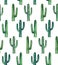 Cactus pattern watercolor. Green botanical