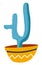 Cactus plant growing in pot, potted flower vector