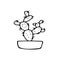 Cactus plant in pot. element in hand drawn doodle style. simple liner scandinavian. indoor design of card poster