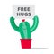 Cactus plant in the pot with plate free hugs