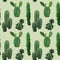 Cactus Plant Seamless Pattern. Exotic Tropical Summer Botanical Background.