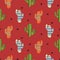 Cactus plant vector seamless pattern. Mexican style color cacti textile print.