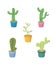 Cactus on pot cartoons icons