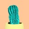 Cactus in a pot. Creative and minimal style. An exotic plant with spines. Art gallery