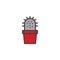 Cactus in pot filled outline icon