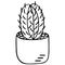 Cactus in a pot. Indoor plant with thorns. Monitor electromagnetic radiation protection. Vector illustration. Iisolated.