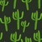 Cactus realistic seamless vector pattern on dark background.