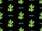 Cactus seamless pattern on black background. Pixel style