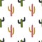 Cactus seamless pattern in cute cartoon style. Cacti in Mexican style.