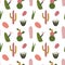 Cactus seamless pattern in cute cartoon style. Cacti and succulent in bright and funny colors.