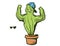 Cactus show muscle biceps. Vector color cartoon illustration islated on white. Sport Cactus character concept