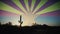 Cactus Silhouette Sunrise with Arizona Flag in Sky