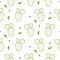 Cactus simple green line style vector pattern.