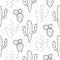 Cactus simple line coloring style vector pattern.