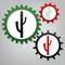 Cactus simple sign. Vector. Three connected gears with icons at