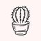 Cactus. Simple vector drawing. Linear doodle illustration. Freehand drawing