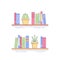 Cactus, Succulent on Bookshelf with Books