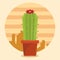 Cactus succulent pot on desertscape