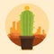 Cactus succulent pot on desertscape