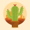 Cactus succulent pot on desertscape