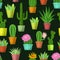 Cactus and succulent seamless pattern.