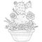 Cactus and succulents in a flowerpot.Coloring book antistress for children and adults.