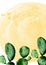 Cactus tropical yellow spot and splatter vertical watercolor background