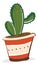 A cactus with two arms in a decorated earthen pot provides extra style to the space occupied vector color drawing or illustration