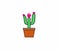 Cactus vase with flowers illustration logo vector image