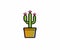 Cactus vase with flowers illustration logo vector image