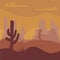 Cactuse and mountains in desert landscape